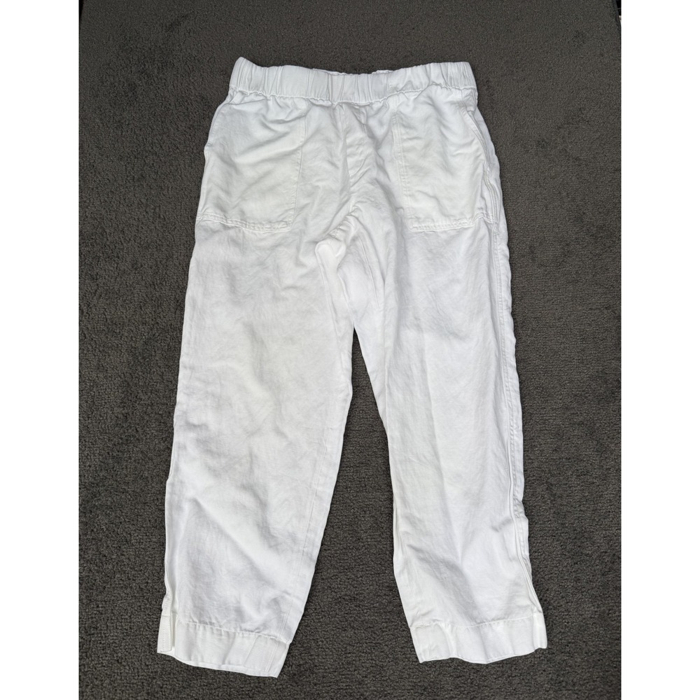 Banana Republic White Linen Blend Elastic Waist Relaxed Pants Medium